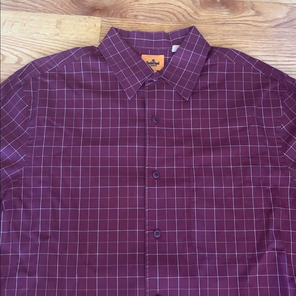 Timberland NWOT Men's Merlot Burgundy Checkered Casual Shirt - Picture 3 of 12